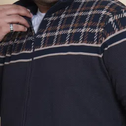 John Pride Navy Cotton Regular Fit Self Sweartshirt image 5