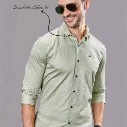 Almaty Green Cotton Slim Fit Printed Shirt image 5