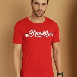Vimal Jonney Red Regular Fit Printed Crew T-Shirt-picture-13