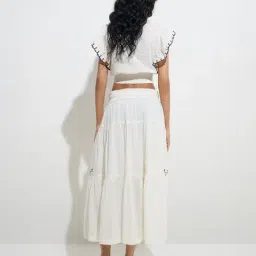 Bombay Paisley by Westside Off-White Embroidered Cotton Mid-Rise Skirt image 2