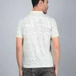 Crimsoune Club Men Floral Printed Polo Collar Cotton Slim Fit T-shirt image 5