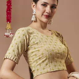 SALWAR STUDIO Self-Design Non Padded Readymade Saree Blouse image 4