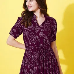 Jash Creation Women Magenta Printed Anarkali Kurtas image 4