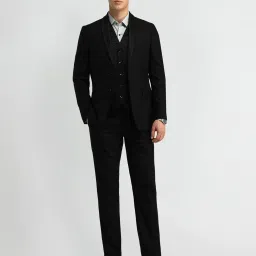 Arrow Black Polyester Tailored Fit Self Formal Suit image 5