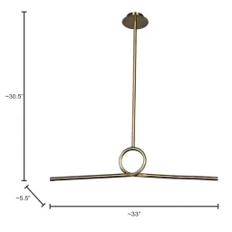 Fos Lighting Gold Mild Steel Modern Linear Antique Brass Finished Loop Led Pendant Light image 5