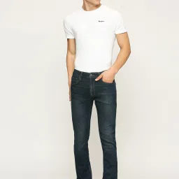 Pepe Jeans Dark Indigo Blue Cotton Slim Fit Jeans image 5