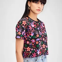 Spykar Multicolor Printed Crop T-Shirt image 3