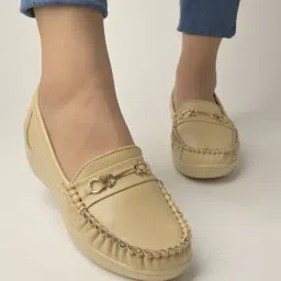 Shoetopia Women's Beige Casual Loafers-picture-10