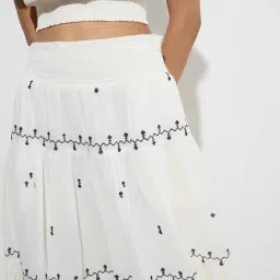 Bombay Paisley by Westside Off-White Embroidered Cotton Mid-Rise Skirt image 4