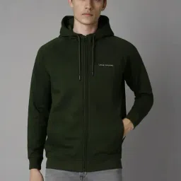 Louis Philippe Green Cotton Regular Fit Printed Hooded Sweatshirt-picture-12