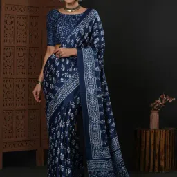 Saree Mall Navy Silk Printed Saree With Unstitched Blouse-picture-35