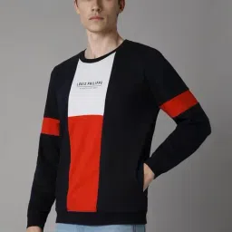 Louis Philippe Black Cotton Regular Fit Printed Sweatshirt image 3