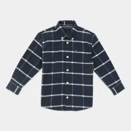 Tommy Hilfiger Kids Navy Cotton Regular Fit Checks Shirt-picture-22