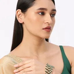 Anouk Women Pack Of 8 Gold Tone Green & White Crystal Beads Bangle image 4