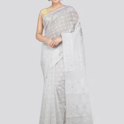 Pinkloom White Cotton Woven Saree-picture-40