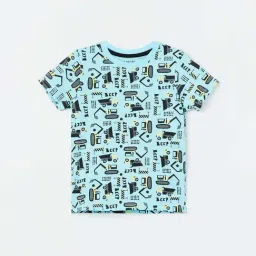 Juniors by Lifestyle Kids Blue Printed Regular Fit T-Shirt-image-84