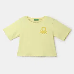 United Colors of Benetton Kids Yellow Cotton Logo T-Shirt-picture-15