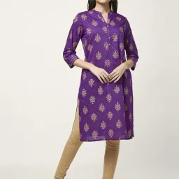 Rangmanch by Pantaloons Purple Cotton Printed Straight Kurta-picture-38