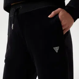 Guess Black Solid High-Rise Cuffed Joggers image 4