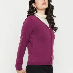 MADAME Dark Purple Regular Fit Cardigan image 3