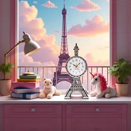 DEALSEVEN FASHION Grey Eiffel Tower Vintage Round Alarm Clock image 4