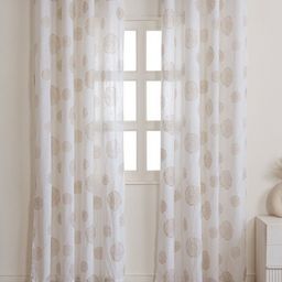 HOMEMONDE Gold-Toned & White Set of 2 Geometric Sheer Door Curtain-image-49