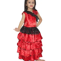 kaku fancy dresses Kaku Fancy Dress Spanish Dress  Global Ethnic Theme Costume Set - Red & Black-picture-37