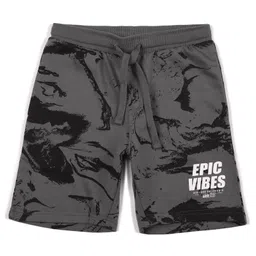 ALAN JONES Cotton Blend Knit Epic Vibes Text Shorts - Grey-picture-12