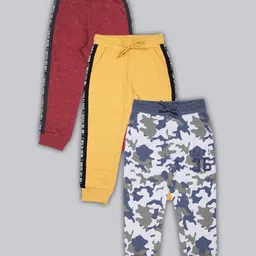 Plum Tree 100% Cotton Knit Pack Of 3 Solid & Camouflaged Winter Jogger Set - Multi Colour-picture-13