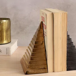 Decor de Maison Gold-Toned & Black Pyramidon Bookend Showpiece-image-83