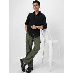 Urbano Fashion Men Spread Collar Textured Cotton Casual Shirt image 5