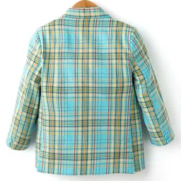 kookie kids india Kookie Kids Cotton Woven Full Sleeves Checks Blazer With Front Pockets - Light Blue image 2