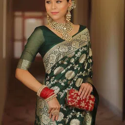 AMRUTKALA SAREES Ethnic Motifs Woven Design Zari Banarasi Saree image 2