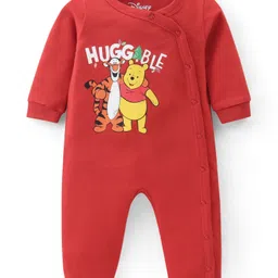 Babyhug Disney Interlock Knit Full Sleeves Rompers with Winnie the Pooh Graphics Pack of 3 - Red Green & Blue image 3