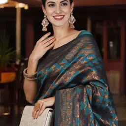 KALINI Woven Design Zari Silk Blend Banarasi Saree image 5