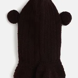 MayRa Knits Pack Of 2 Hand Knitted Ear Applique Detailed Cap With Button Closure - Brown image 4