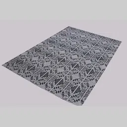 MRIC White Geometric Handmade Woollen Carpet image 2