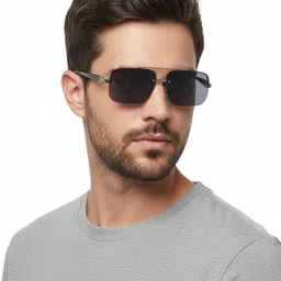 goglassic Unisex Black Lens & Silver-Toned Rectangle Sunglasses-image-3