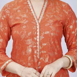 Fantasia Rust Cotton Floral Printed Kurta image 5