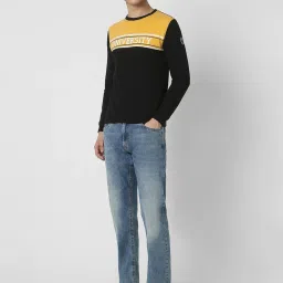Peter England University Black Slim Fit Colour Block Sweatshirt image 5