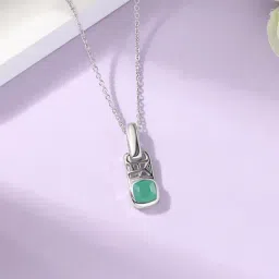 Ornate Jewels 925 Sterling Silver Green Pendant with chain for Women-picture-37