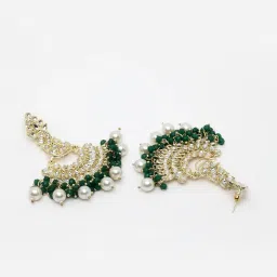 Panash Gold Plated Kundan Studded Maang Tikka & Earrings Set image 5