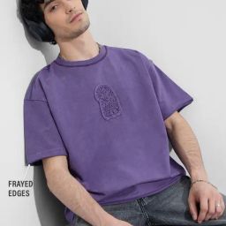 The Souled Store Purple Cotton Loose Fit Printed T-Shirt-picture-14