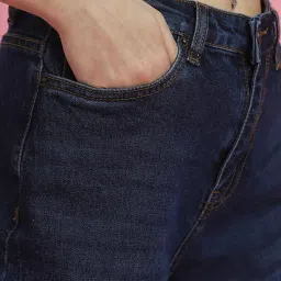 Forever 21 Navy Cotton Mid Rise Jeans image 5