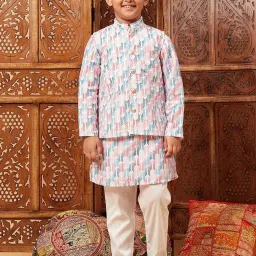StyloBug Boys Multi Embroidery Kurta Set with Jacket image 5