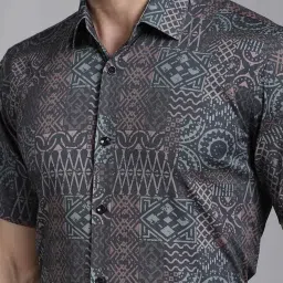 Indian Needle Grey Regular Fit Printed Shirt image 5