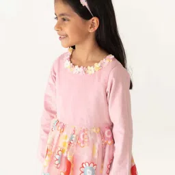 A Little Fable Pink Printed Full Sleeves Dress image 5