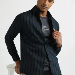 Calvin Klein Green Cotton Slim Fit Striped Shirt image 5
