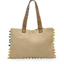 The House of Tara Beige Printed Jute Shoulder Bag image 3
