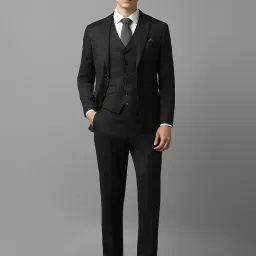 louis philippe Men Black Slim Fit Textured Formal Three Piece Suit image 5
